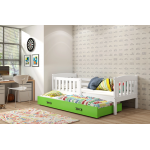 Jednolôžková posteľ Kubus3 Biela pre teenagerov 160x80 s matracom, rozkladacia - zelená